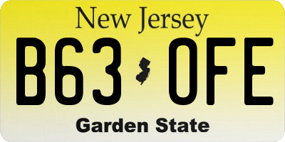 NJ license plate B63OFE