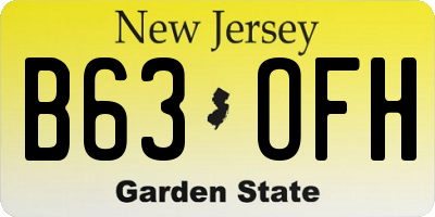 NJ license plate B63OFH