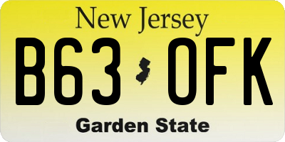 NJ license plate B63OFK