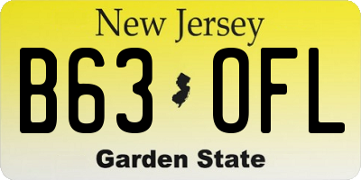 NJ license plate B63OFL