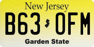 NJ license plate B63OFM
