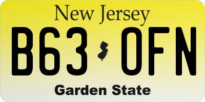 NJ license plate B63OFN