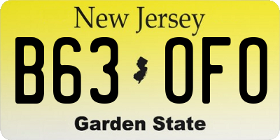 NJ license plate B63OFO