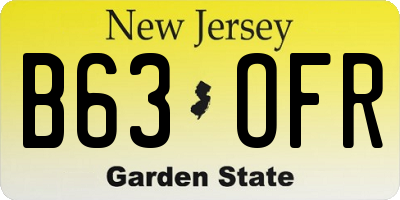 NJ license plate B63OFR