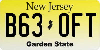 NJ license plate B63OFT