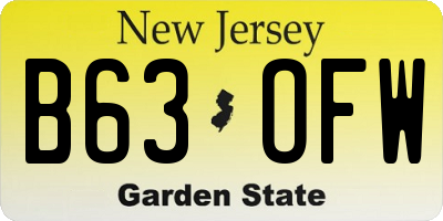 NJ license plate B63OFW