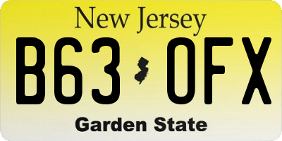 NJ license plate B63OFX