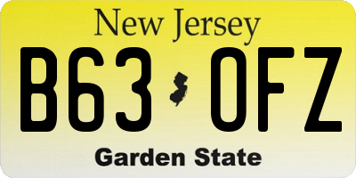 NJ license plate B63OFZ