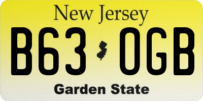 NJ license plate B63OGB