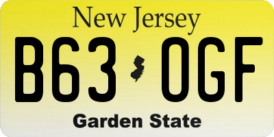 NJ license plate B63OGF