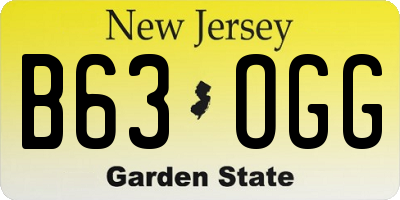 NJ license plate B63OGG
