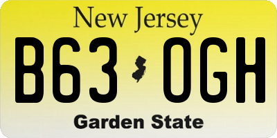 NJ license plate B63OGH