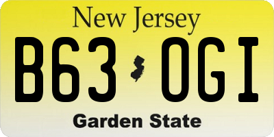 NJ license plate B63OGI