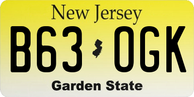 NJ license plate B63OGK