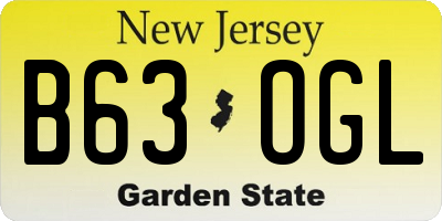 NJ license plate B63OGL