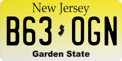 NJ license plate B63OGN