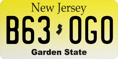 NJ license plate B63OGO