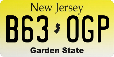 NJ license plate B63OGP