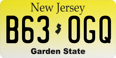 NJ license plate B63OGQ