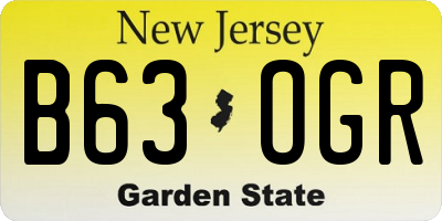 NJ license plate B63OGR