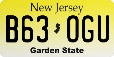 NJ license plate B63OGU