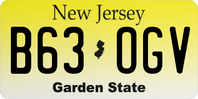 NJ license plate B63OGV