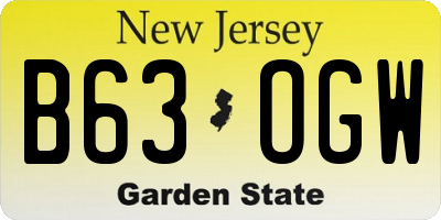 NJ license plate B63OGW