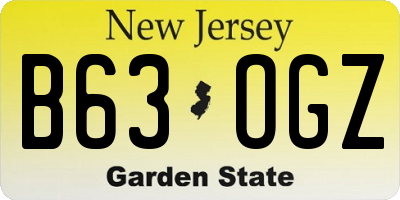 NJ license plate B63OGZ