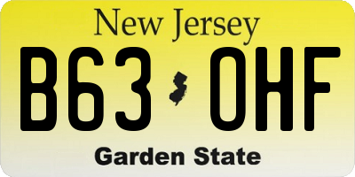 NJ license plate B63OHF