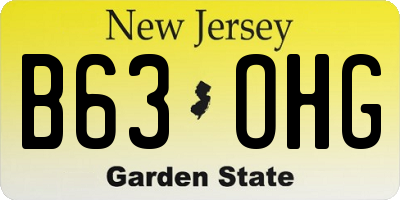 NJ license plate B63OHG