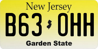 NJ license plate B63OHH