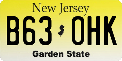 NJ license plate B63OHK