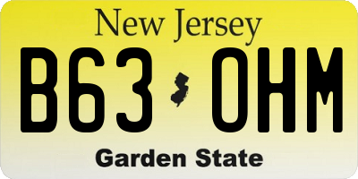 NJ license plate B63OHM