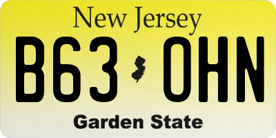 NJ license plate B63OHN