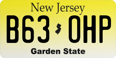 NJ license plate B63OHP