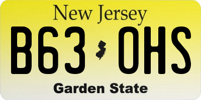 NJ license plate B63OHS
