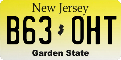 NJ license plate B63OHT