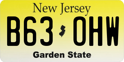 NJ license plate B63OHW