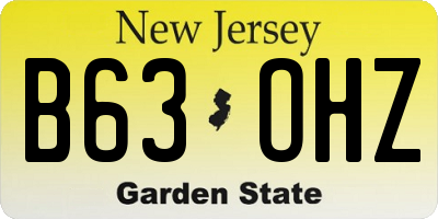 NJ license plate B63OHZ