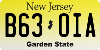 NJ license plate B63OIA