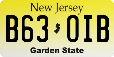NJ license plate B63OIB
