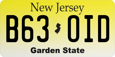 NJ license plate B63OID