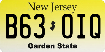 NJ license plate B63OIQ