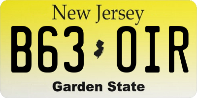 NJ license plate B63OIR