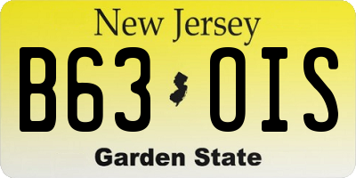 NJ license plate B63OIS