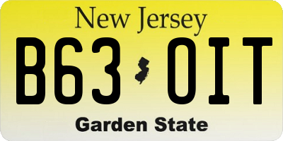 NJ license plate B63OIT
