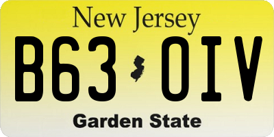 NJ license plate B63OIV