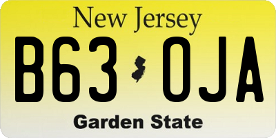 NJ license plate B63OJA