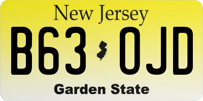 NJ license plate B63OJD