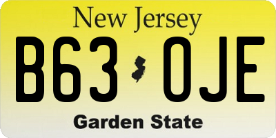 NJ license plate B63OJE